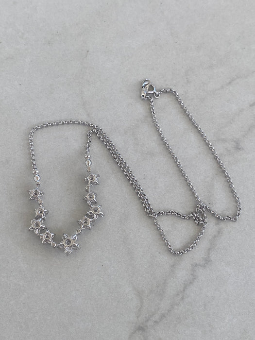 Vintage Platinum 900 Natural Diamond Articulated Flower Necklace – 1.50 TCW