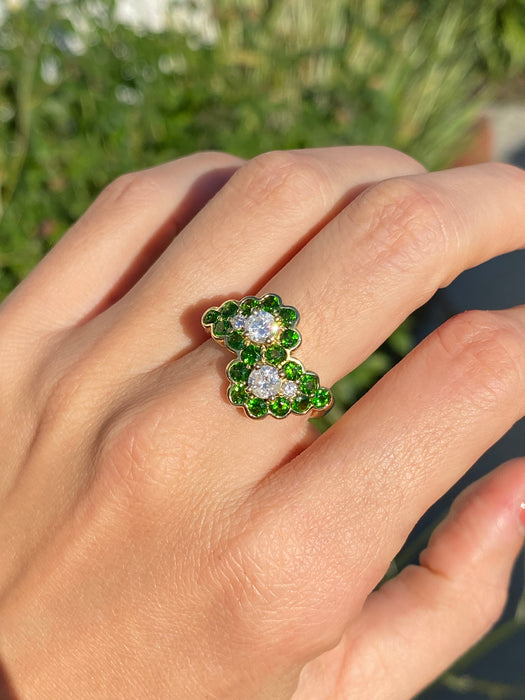 18k diamond tsavorite green garnet ring size 7