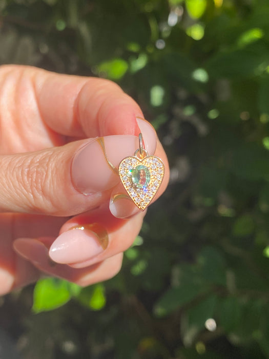 14k diamond gemstone heart pendant charm