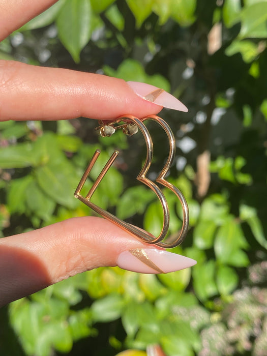 14k heart hoop earrings