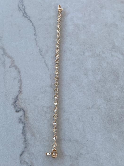 14K Gold Pear Step-Cut Lab Diamond Tennis Bracelet — 7.70 TCW