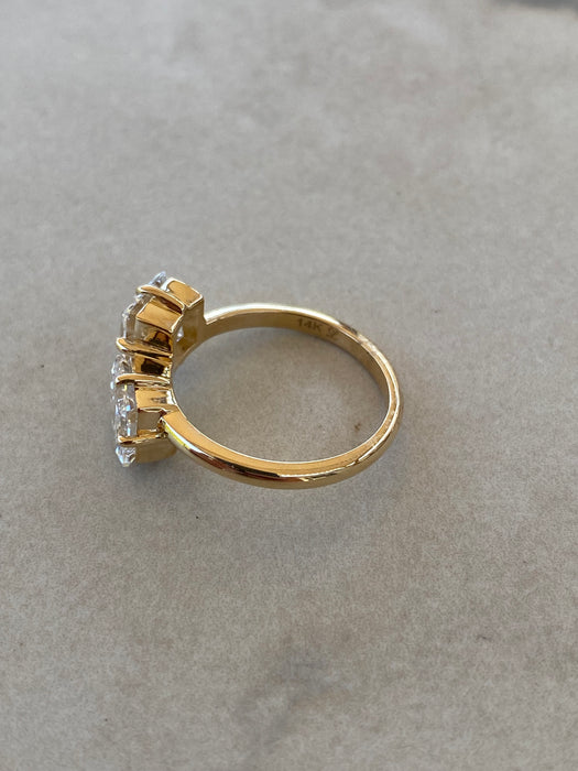 14K Gold Two-Stone Princess-Cut Lab Diamond Pinky Ring
