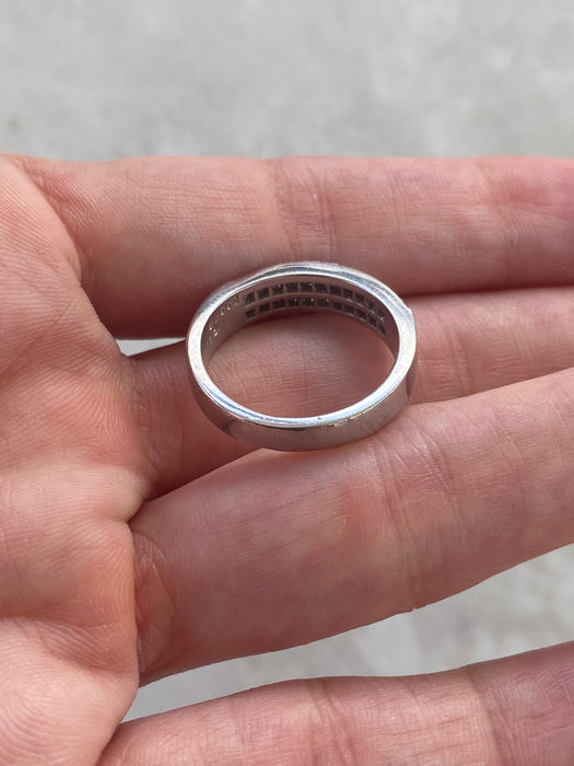 Vintage Platinum Invisible Set Diamond Ring -0.88 TCW