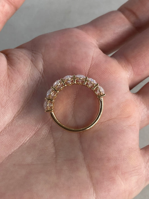 14K Step-Cut Oval Lab Diamond Half Eternity Ring – 5.30 TCW