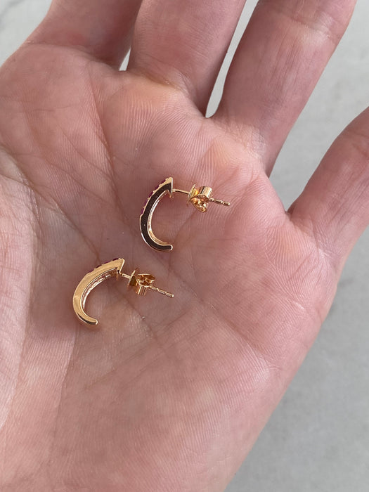 14K Rose Gold Ruby, Pink Sapphire & Diamond J-Hoop Earrings