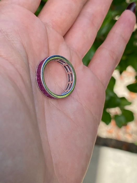 18k white gold invisible ruby eternity ring size 6