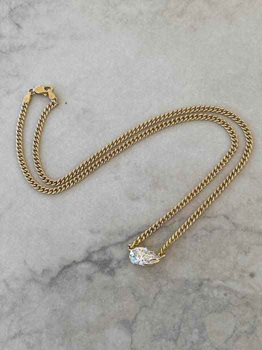 14K Gold Pear Lab 2.5 Carat Diamond Necklace