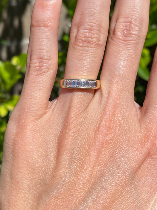 Vintage 18K Emerald Cut Diamond Ring