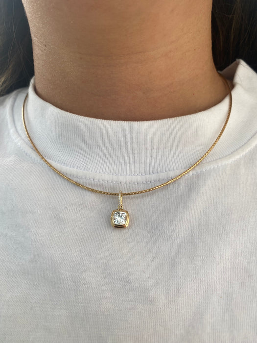 14K Gold 1.06 TCW Cushion Lab Diamond Charm