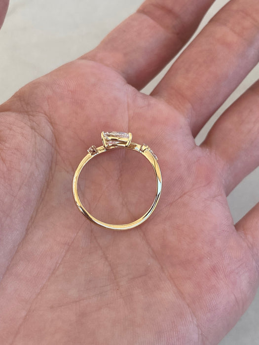 14K 0.85 TCW Wavy Pear Lab Diamond Ring