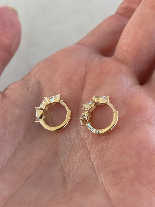14K Gold Lab Diamond Pear Huggie Earrings