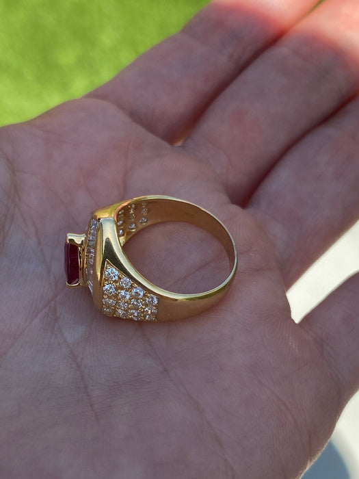 Vintage 18K Ruby Heart Diamond Ballerina Ring