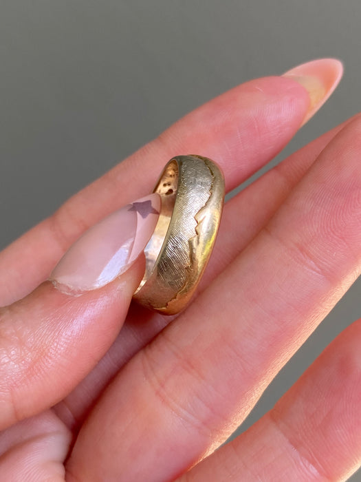 Vintage 14K Two-Tone Diamond Mountain Eternity Ring Size 10