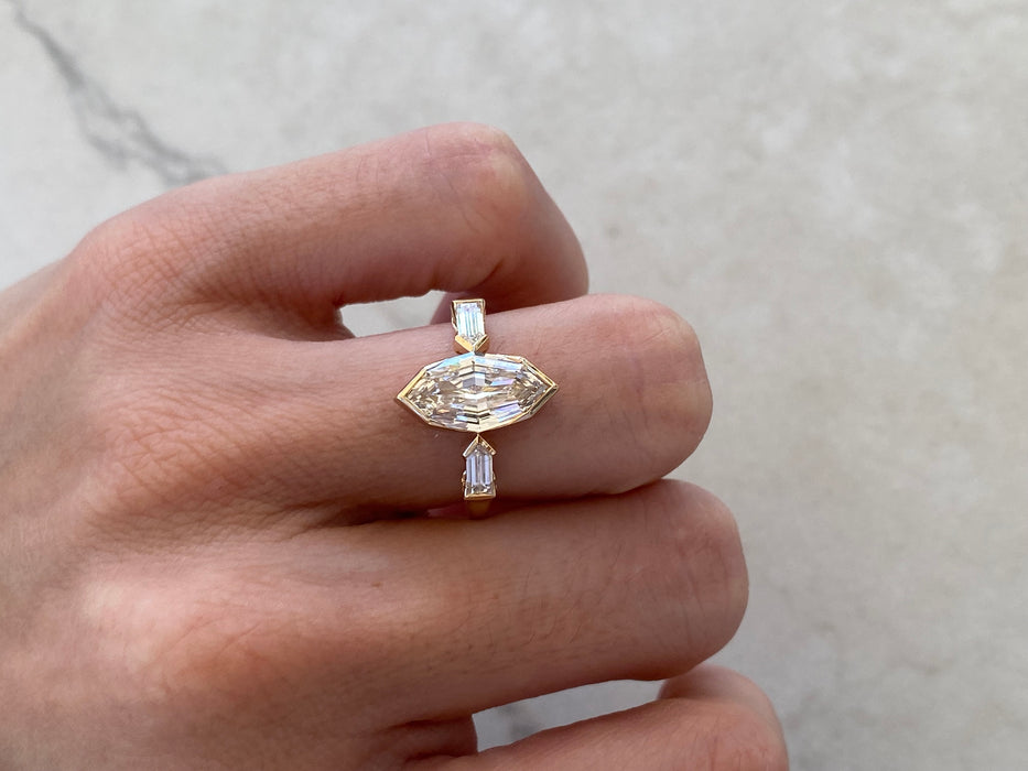 14K Step Cut Marquise & Bullet Cut Lab Diamond Ring - 2.44 TCW- IGI