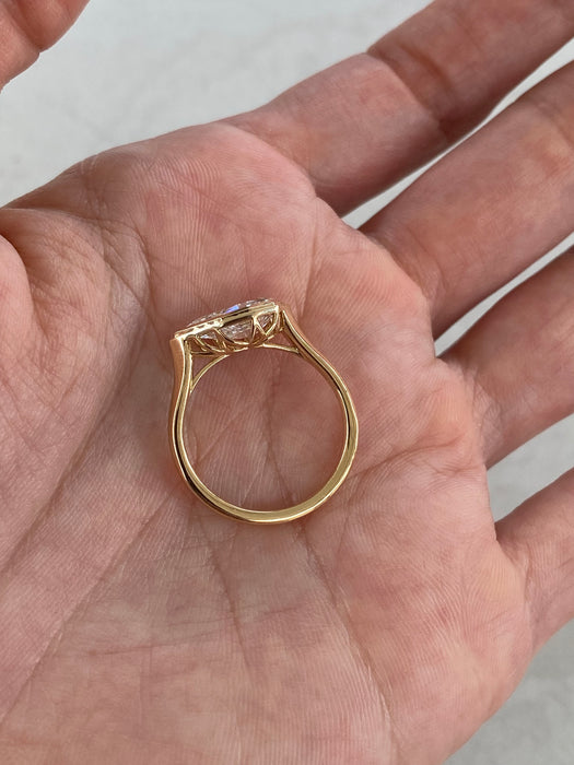 14K Gold 1.51 CT Pear Step Cut Lab Diamond Ring IGI Certified