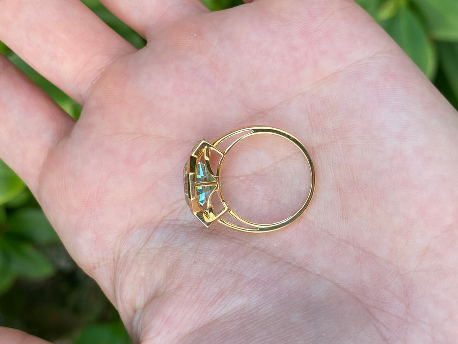 18k green amethyst peridot ring size 6.5