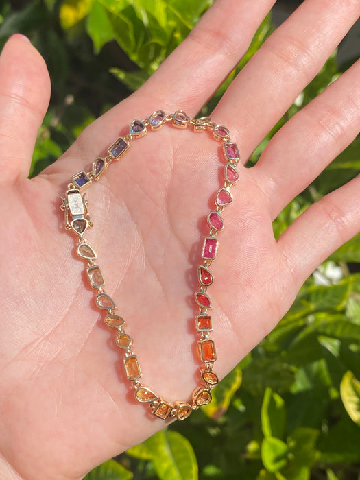 14k rainbow sapphire bracelet 8”