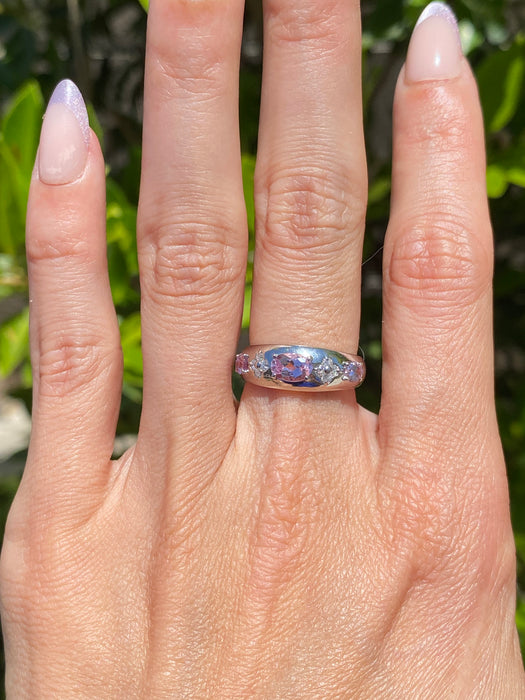 Vintage Platinum 900 Pink Tourmaline & Diamond Ring