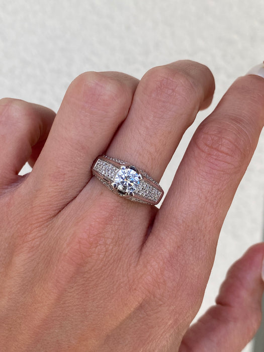 14K White Gold 1.5ct Natural Diamond Ring