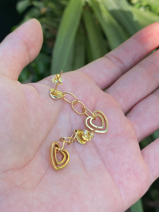 14k heart dangly earrings