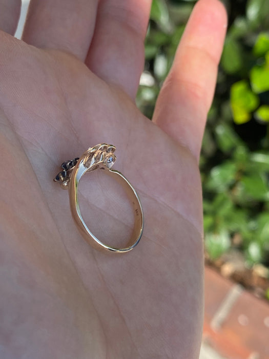 14k blue sapphire diamond ring size 8