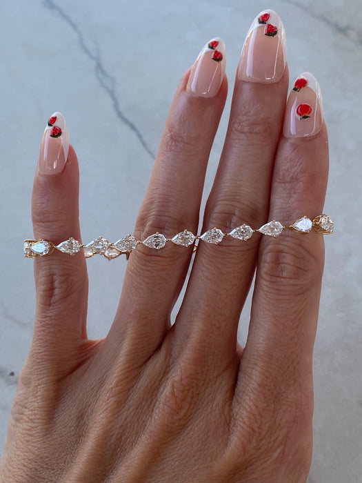 14K Gold Pear Step-Cut Lab Diamond Tennis Bracelet — 7.70 TCW