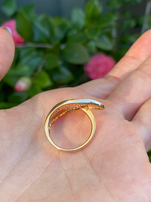 18k rose gold pink sapphire diamond leaf ring size 6.5