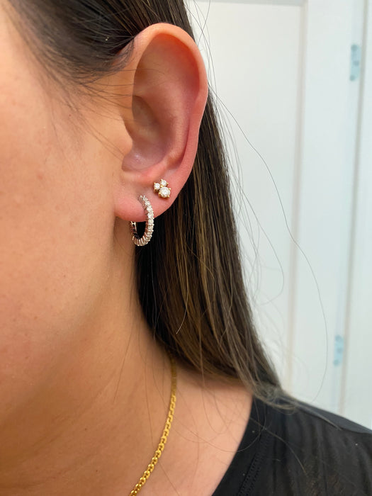 Platinum 1 carat diamond hoop earrings