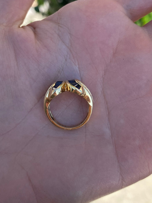 14k blue sapphire diamond x ring size 4
