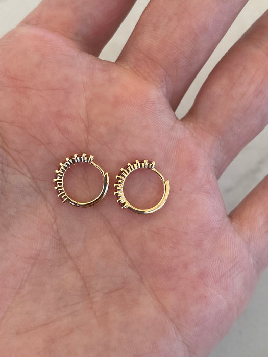 14K Natural Garnet Huggie Earrings