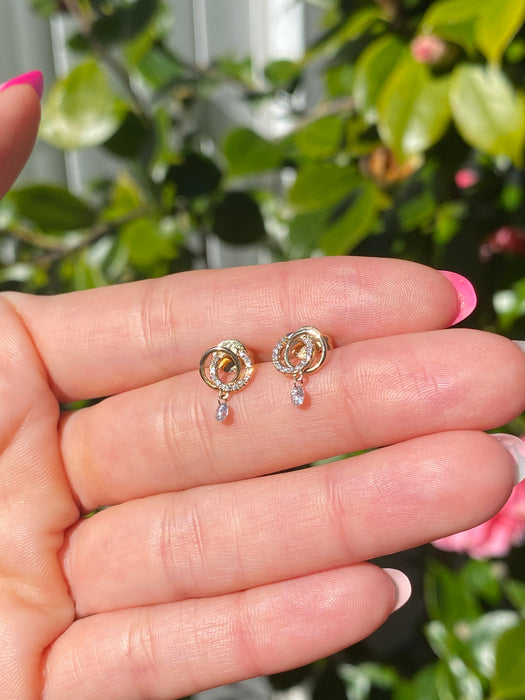 14k drilled diamond stud earrings