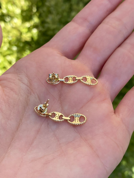 14k croissant diamond mariner link earrings