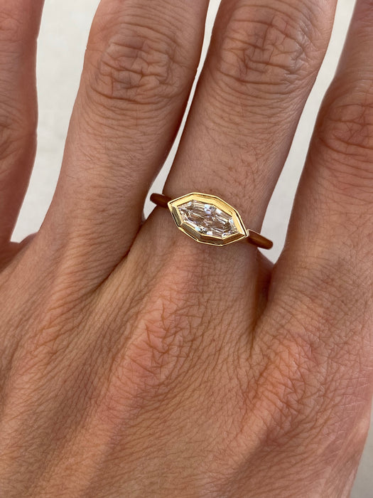 14K Gold East-to-West Double Bezel Marquise Lab Diamond Ring – 1.08 CT IGI Certified