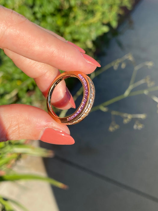 18k rose gold diamond sapphire ring size 9.25