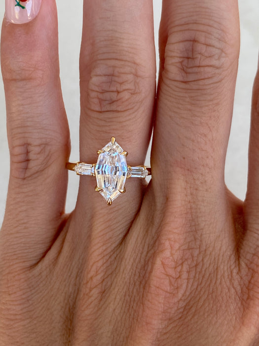 14K 2.38 TCW Step Cut Marquise Lab Grown Diamond Ring