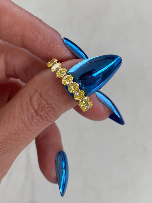 18K Yellow Gold Lab-Grown Yellow Diamond Oval Eternity Ring