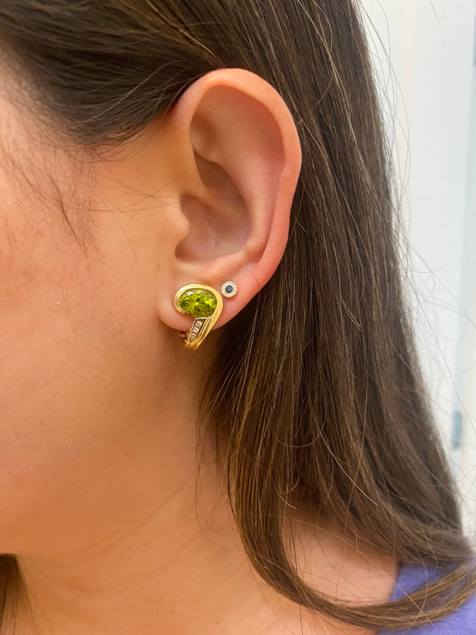 14k peridot and diamond omega back earrings