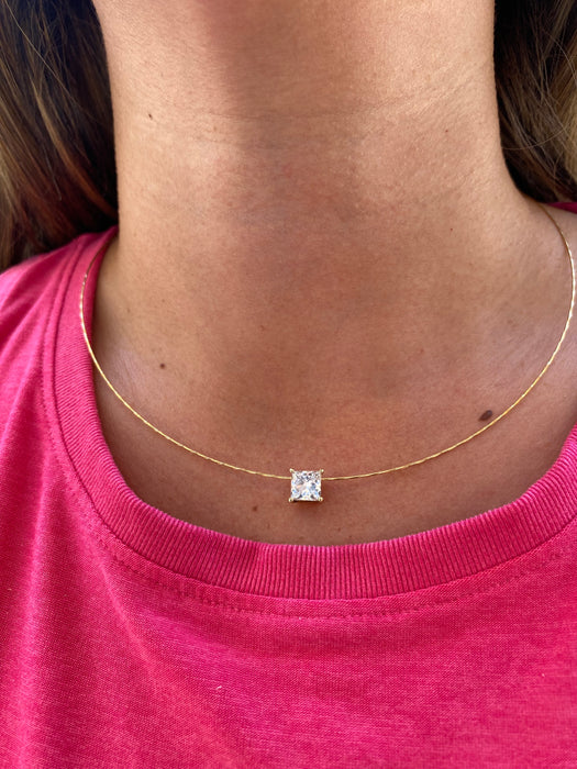 18K Gold Spiral Collar Necklace with Removable Lab Diamond Pendant