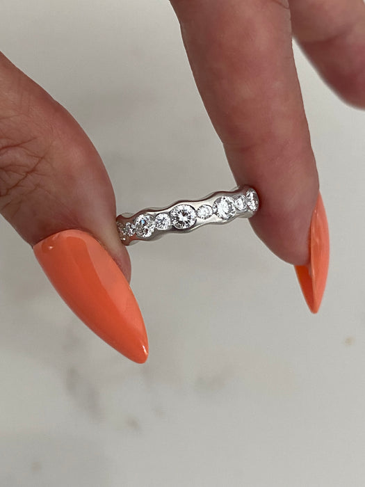 Vintage Platinum 850 Bezel Set Diamond Ring | 0.81 TCW Natural Flush Set Diamonds