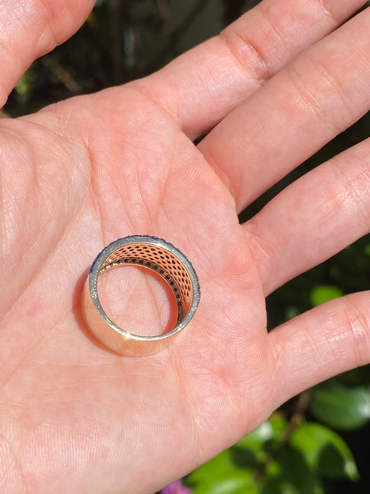 14K Blue Rhodium Blue Sapphire Cigar Band Ring (1.90 TCW)