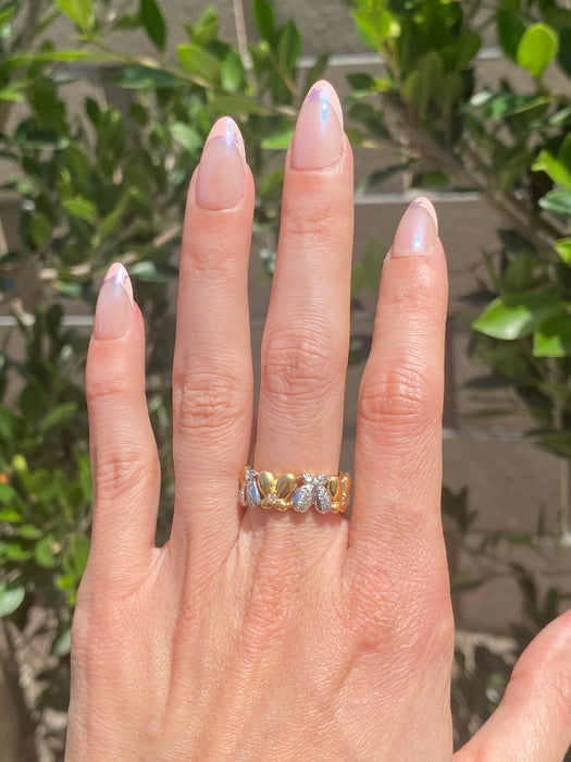 Vintage 18K & Platinum 900 Diamond Butterfly Ring (Size 7)