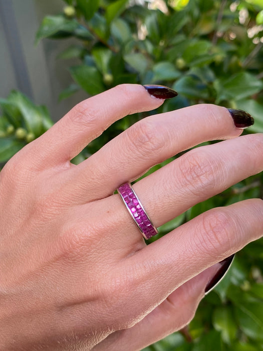 18k white gold invisible ruby eternity ring size 6