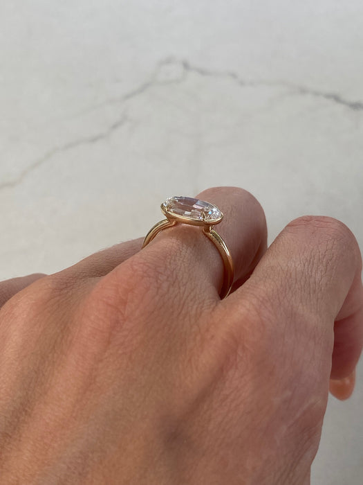 14K Step-Cut Lab Diamond Oval Ring