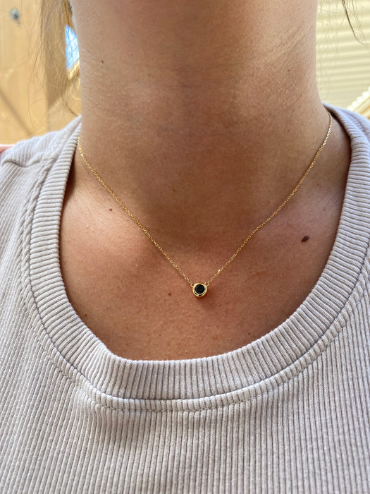 14K Gold Bezel Set Blue Sapphire Necklace