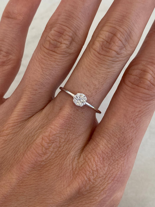 14K White Gold Lab Diamond Circle Cluster Ring