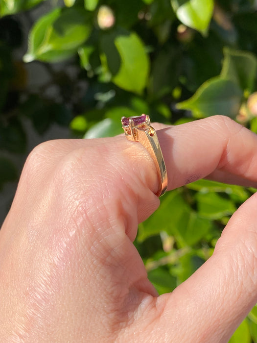 14k pear cut ruby and diamond ring size 5.75