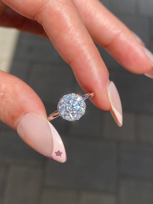 14K White Gold Lab Diamond Halo Ring