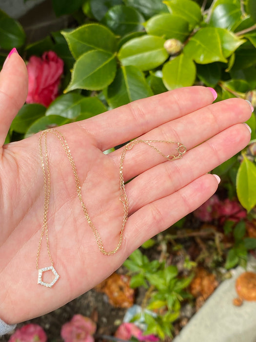 14k diamond pentagon necklace