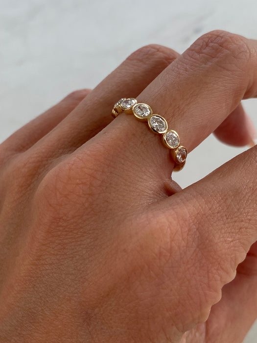14K Gold Oval Cut Lab Diamond Stacker Ring