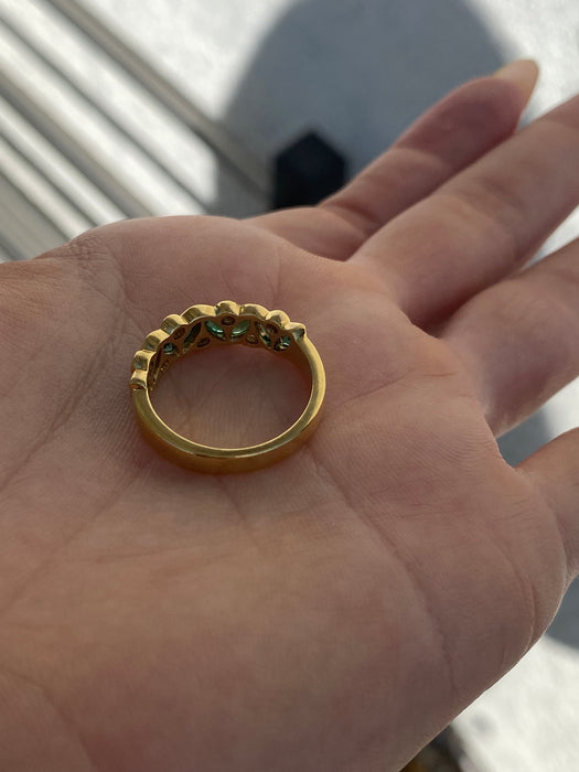 18k emerald and diamond ring size 6.75